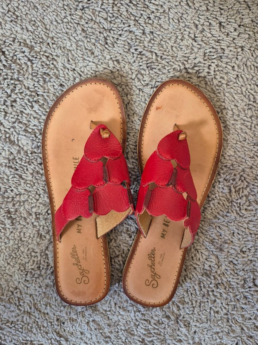Red Leather Heart Motif Seychelles Sandals size 7.5